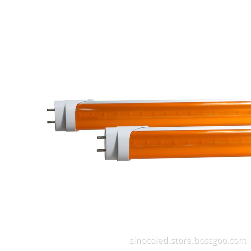 UV-Free Amber LED Tube Lights for Dark Rooms and Cleanrooms